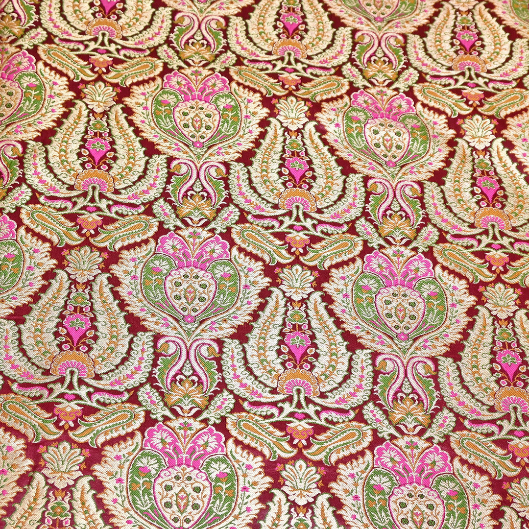 Luxury Satin Kimkhab Meena Brocade Fabric – Rich Woven Zari Designer Fabric - HM0600-6