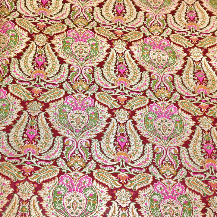 Luxury Satin Kimkhab Meena Brocade Fabric – Rich Woven Zari Designer Fabric - HM0600-6