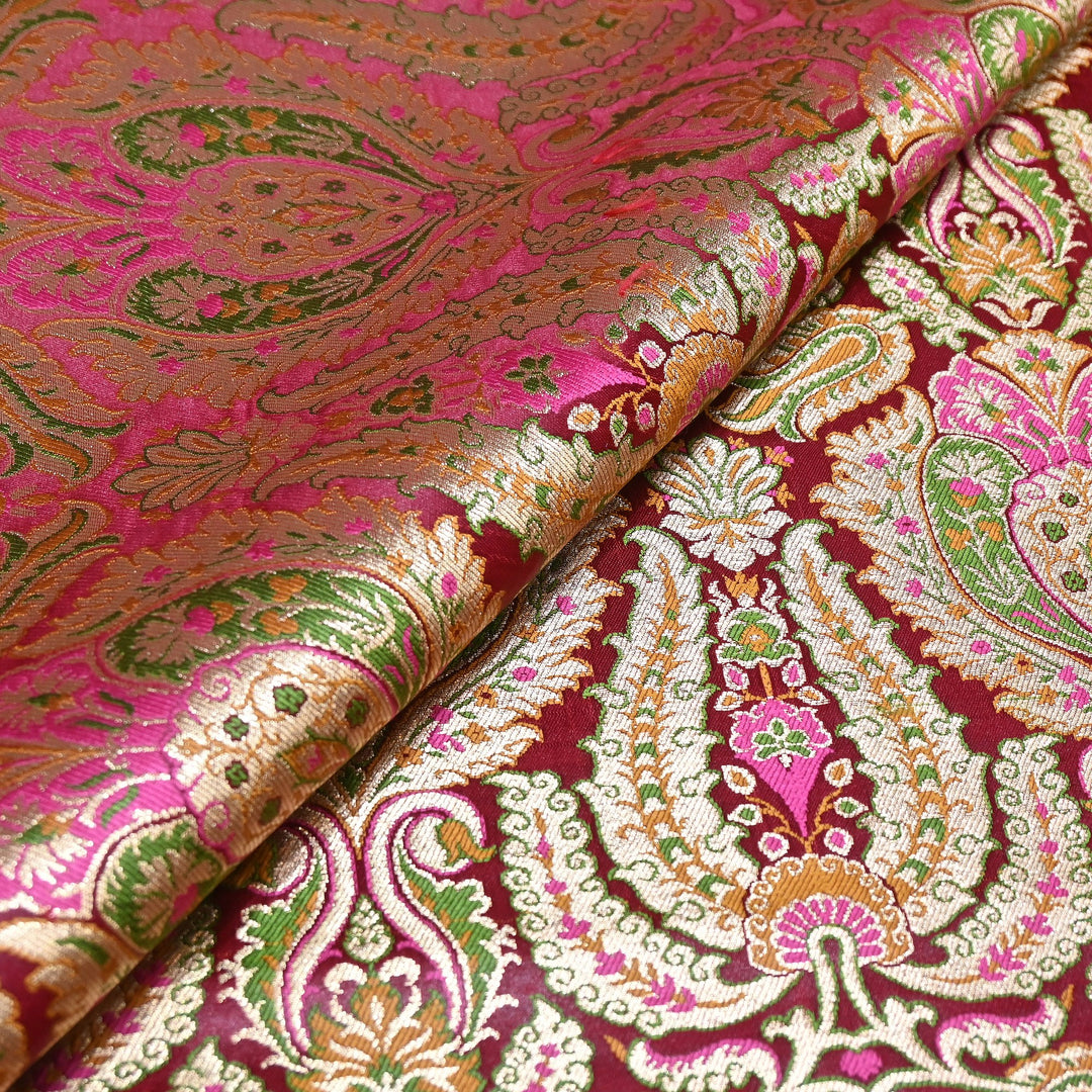 Luxury Satin Kimkhab Meena Brocade Fabric – Rich Woven Zari Designer Fabric - HM0600-6