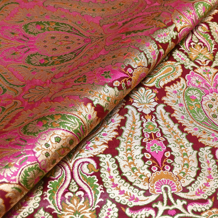 Luxury Satin Kimkhab Meena Brocade Fabric – Rich Woven Zari Designer Fabric - HM0600-6