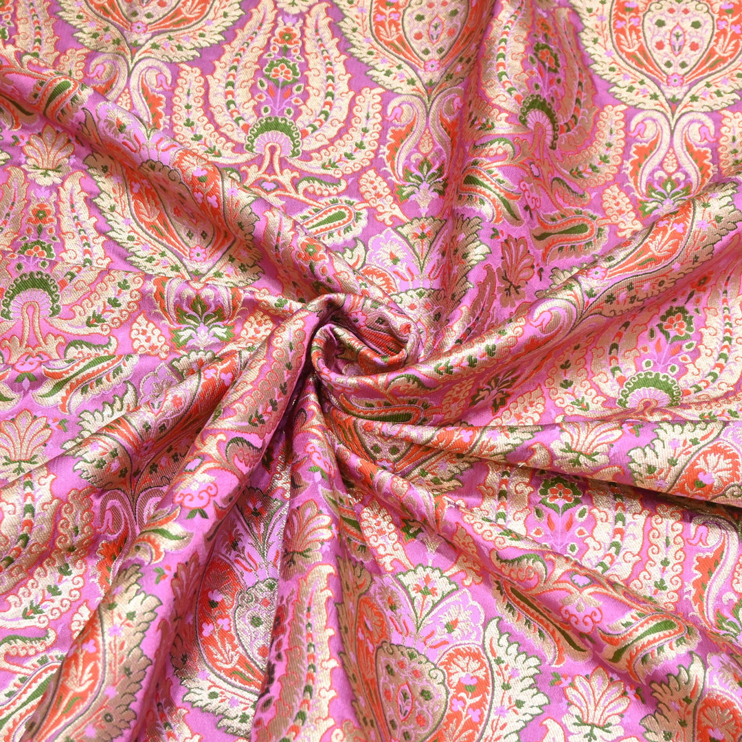 Luxury Satin Kimkhab Meena Brocade Fabric – Rich Woven Zari Designer Fabric - HM0600-5