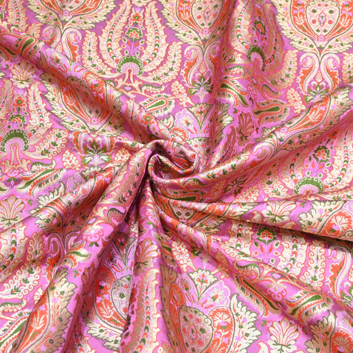 Luxury Satin Kimkhab Meena Brocade Fabric – Rich Woven Zari Designer Fabric - HM0600-5
