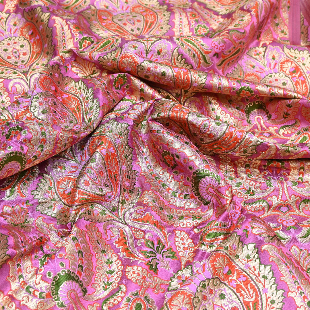 Luxury Satin Kimkhab Meena Brocade Fabric – Rich Woven Zari Designer Fabric - HM0600-5