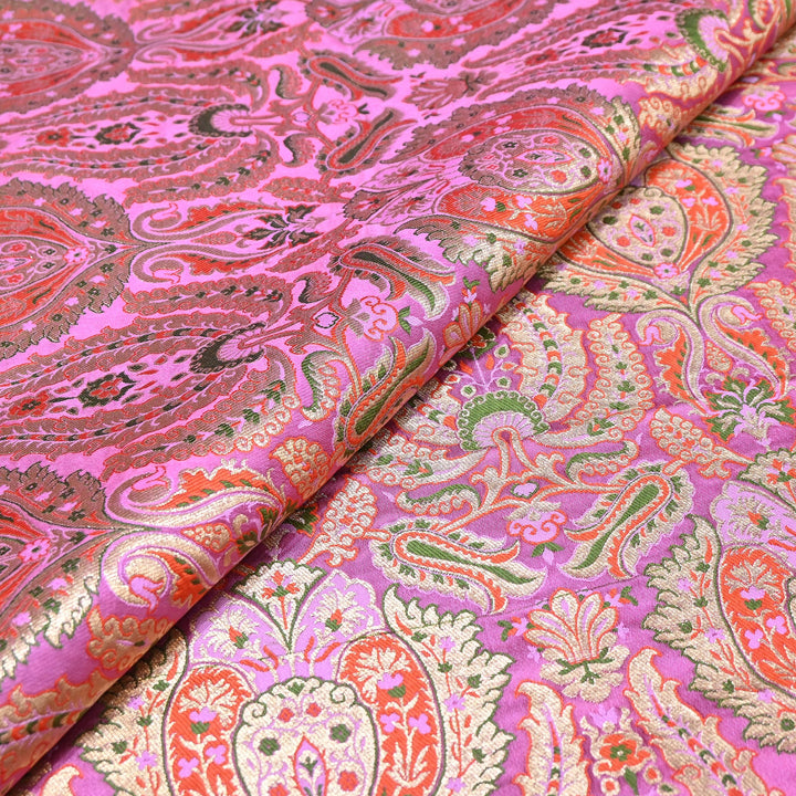 Luxury Satin Kimkhab Meena Brocade Fabric – Rich Woven Zari Designer Fabric - HM0600-5