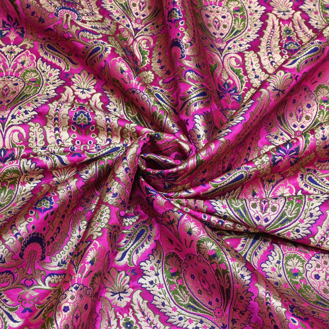 Luxury Satin Kimkhab Meena Brocade Fabric – Rich Woven Zari Designer Fabric - HM0600-4
