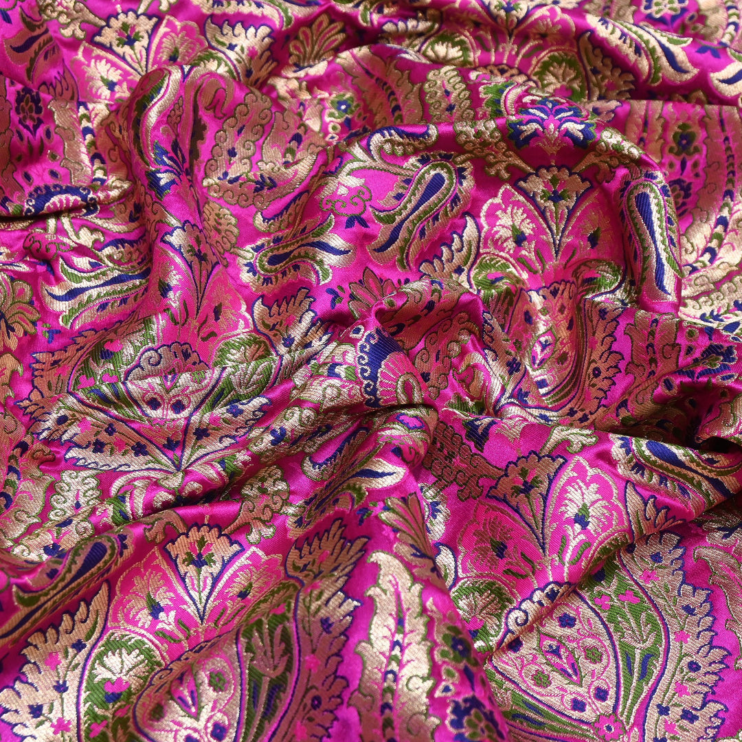 Luxury Satin Kimkhab Meena Brocade Fabric – Rich Woven Zari Designer Fabric - HM0600-4