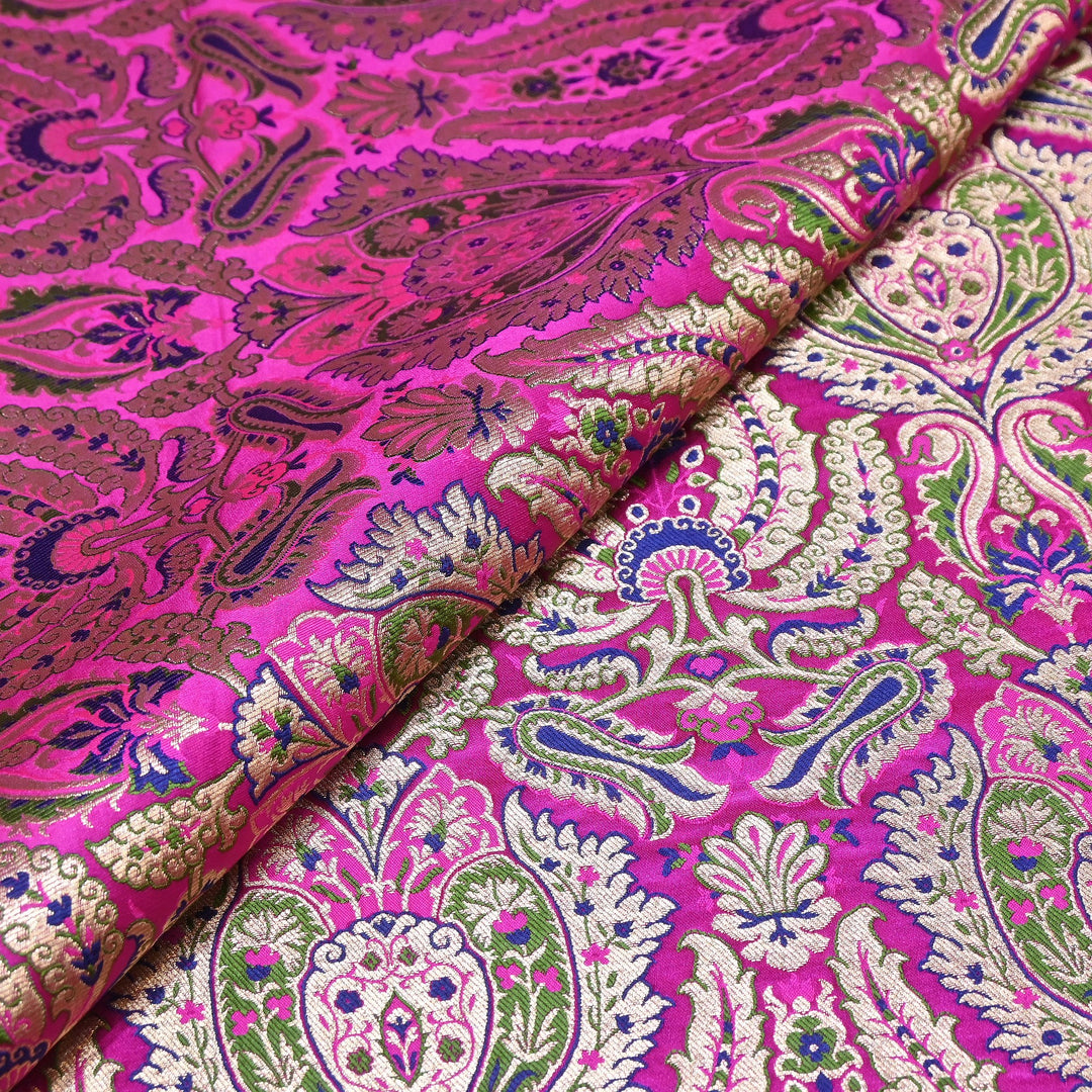 Luxury Satin Kimkhab Meena Brocade Fabric – Rich Woven Zari Designer Fabric - HM0600-4