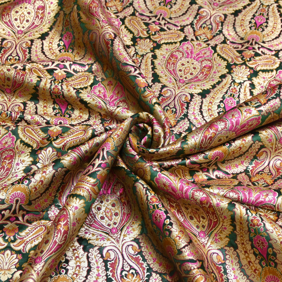Luxury Satin Kimkhab Meena Brocade Fabric – Rich Woven Zari Designer Fabric - HM0600-3