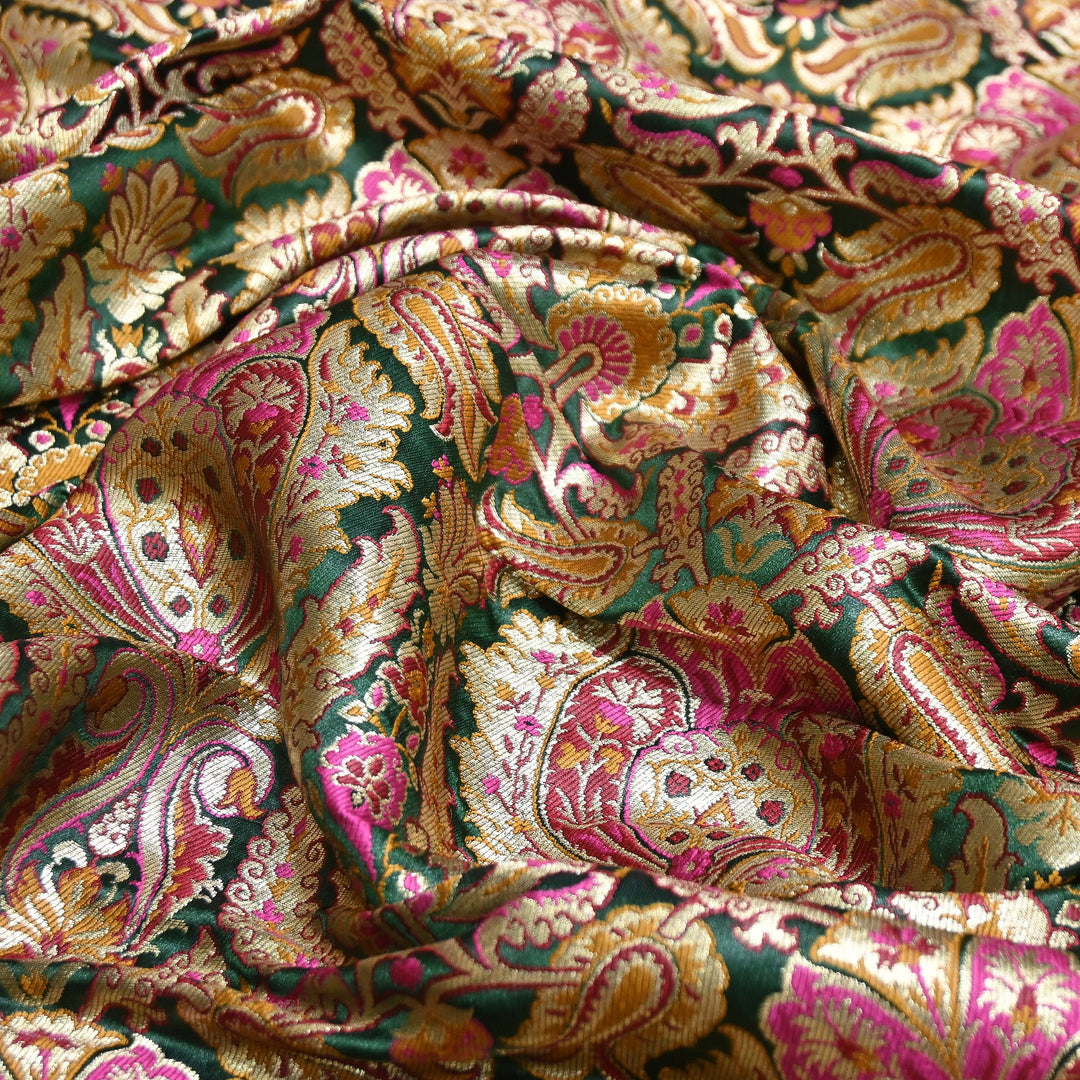 Luxury Satin Kimkhab Meena Brocade Fabric – Rich Woven Zari Designer Fabric - HM0600-3