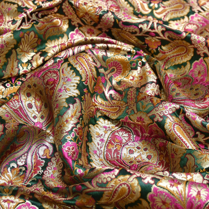 Luxury Satin Kimkhab Meena Brocade Fabric – Rich Woven Zari Designer Fabric - HM0600-3