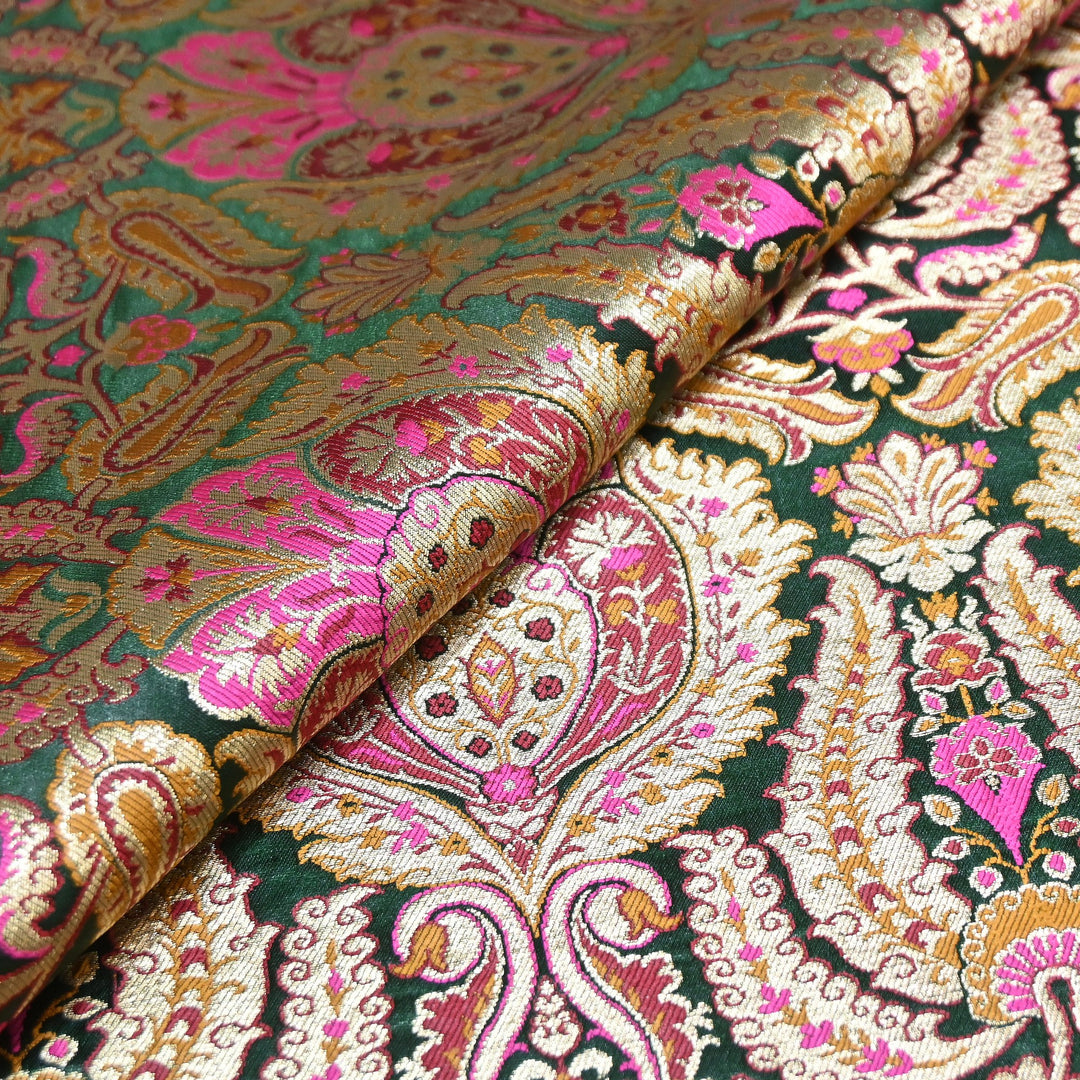Luxury Satin Kimkhab Meena Brocade Fabric – Rich Woven Zari Designer Fabric - HM0600-3