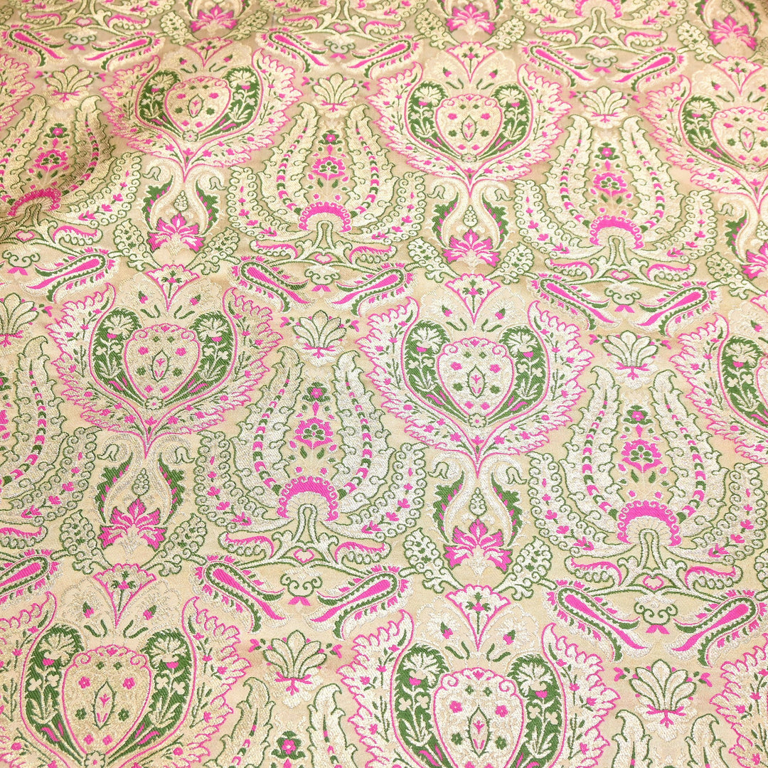 Luxury Satin Kimkhab Meena Brocade Fabric – Rich Woven Zari Designer Fabric - HM0600-2