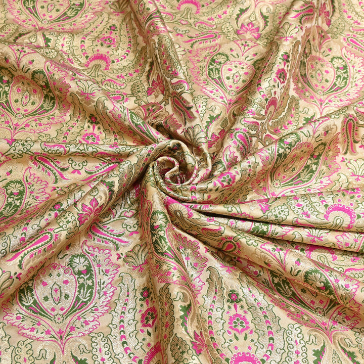 Luxury Satin Kimkhab Meena Brocade Fabric – Rich Woven Zari Designer Fabric - HM0600-2