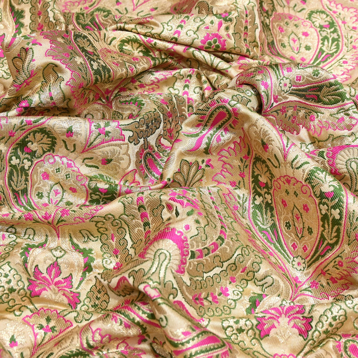 Luxury Satin Kimkhab Meena Brocade Fabric – Rich Woven Zari Designer Fabric - HM0600-2