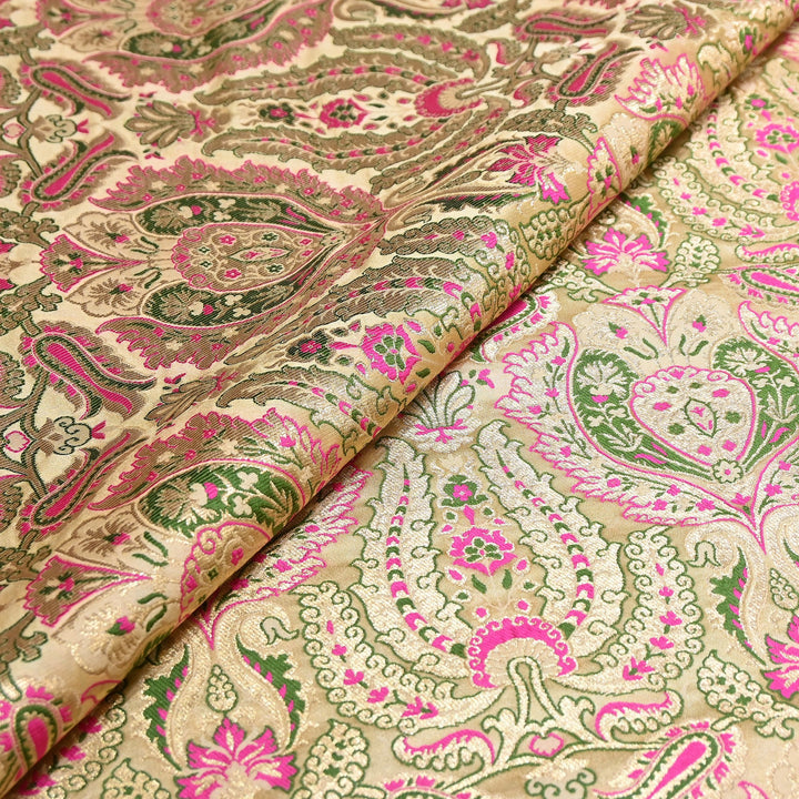 Luxury Satin Kimkhab Meena Brocade Fabric – Rich Woven Zari Designer Fabric - HM0600-2