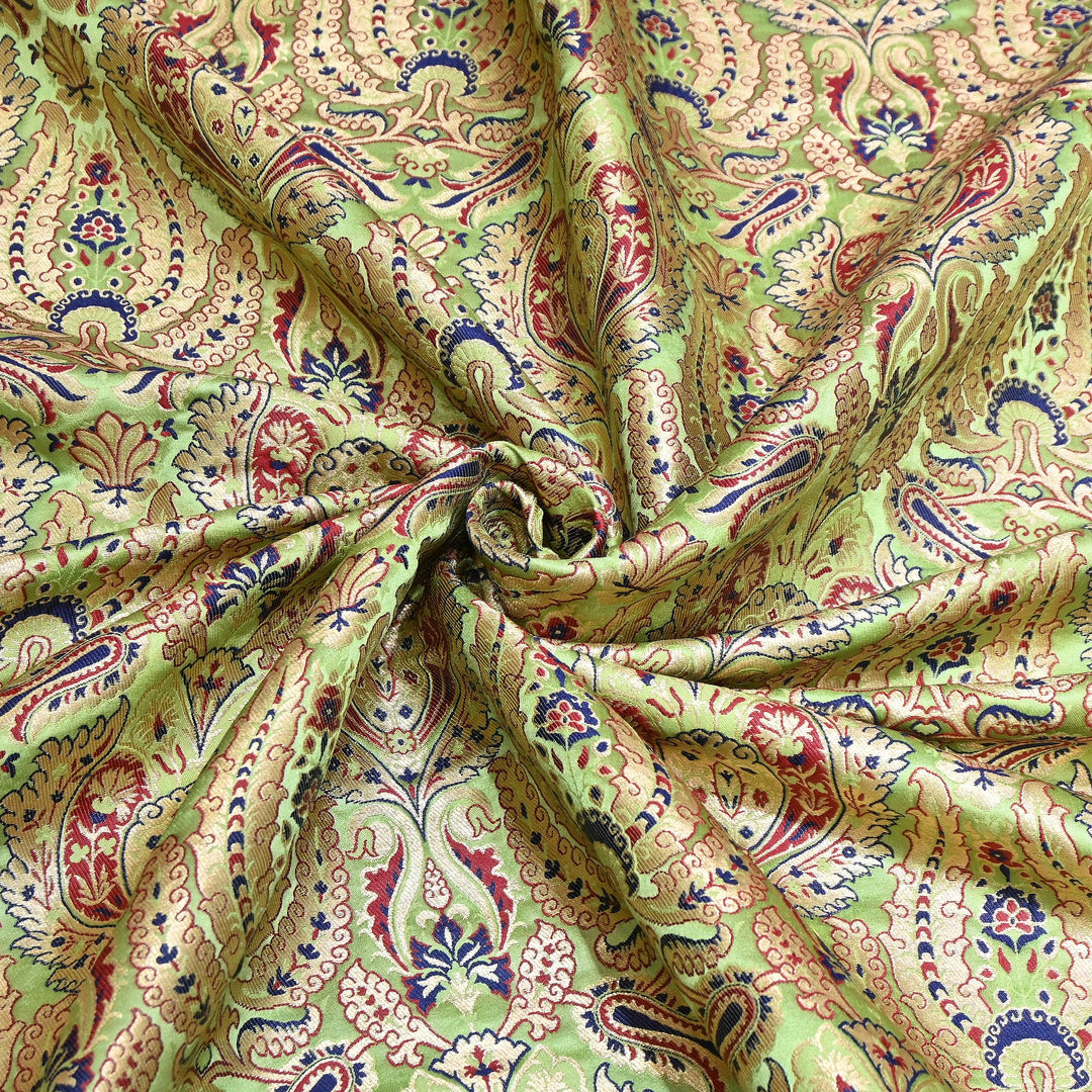 Luxury Satin Kimkhab Meena Brocade Fabric – Rich Woven Zari Designer Fabric - HM0600-1