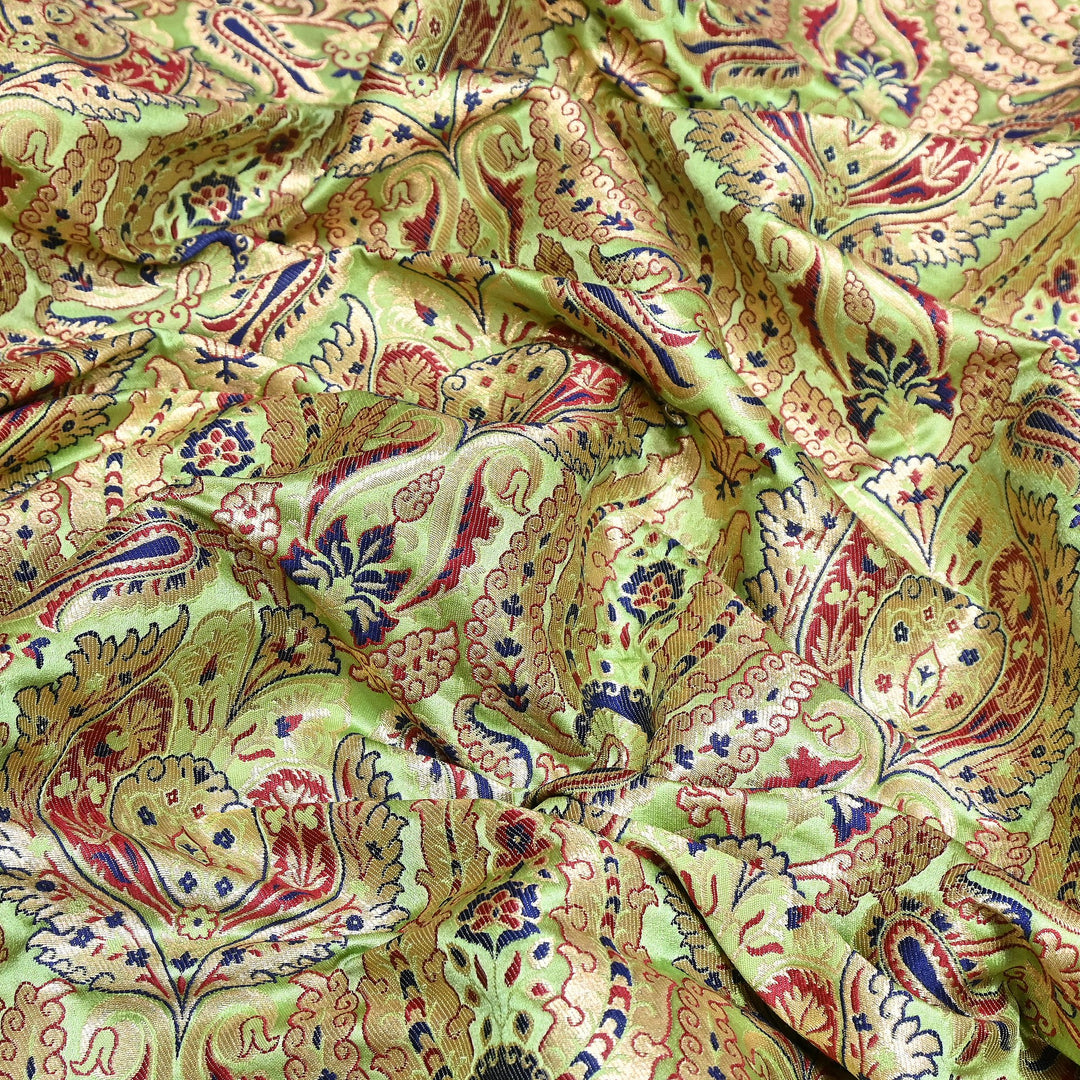 Luxury Satin Kimkhab Meena Brocade Fabric – Rich Woven Zari Designer Fabric - HM0600-1