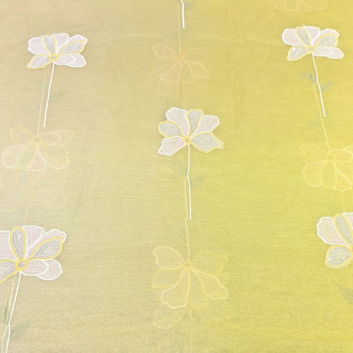 4D Shaded Mul Chanderi Floral Patch & Thread Embroidery Fabric – Designer Summer Fabric GP3925-4