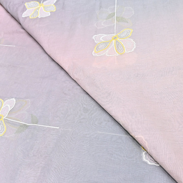 4D Shaded Mul Chanderi Floral Patch & Thread Embroidery Fabric – Designer Summer Fabric GP3925-6