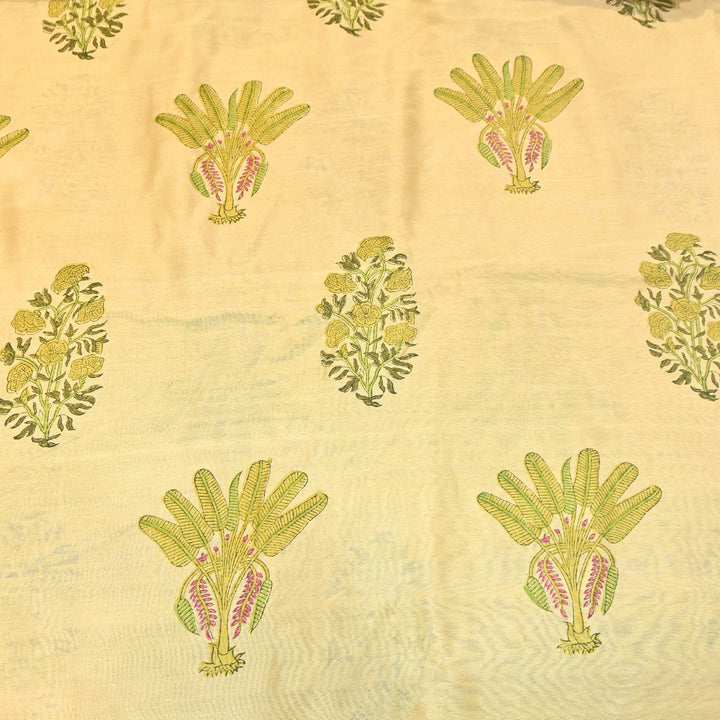 Pure Silk Chanderi Printed Fabric 44" – Elegant Soft & Lightweight Designer Fabric - SIL205-2