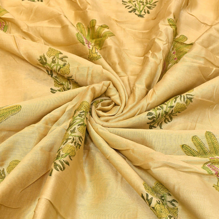 Pure Silk Chanderi Printed Fabric 44" – Elegant Soft & Lightweight Designer Fabric - SIL205-2