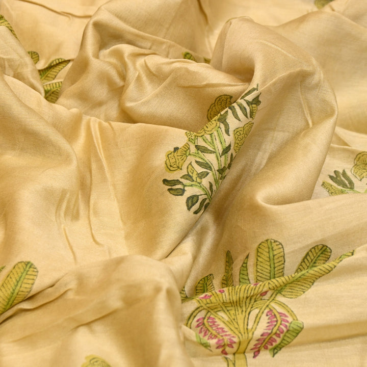 Pure Silk Chanderi Printed Fabric 44" – Elegant Soft & Lightweight Designer Fabric - SIL205-2