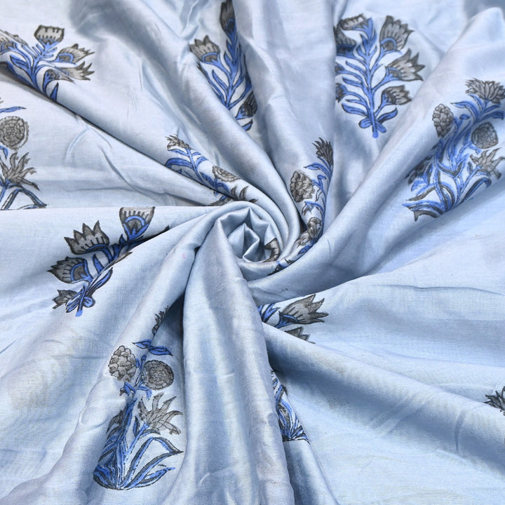 Pure Silk Chanderi Printed Fabric 44" – Elegant Soft & Lightweight Designer Fabric - SIL205-3
