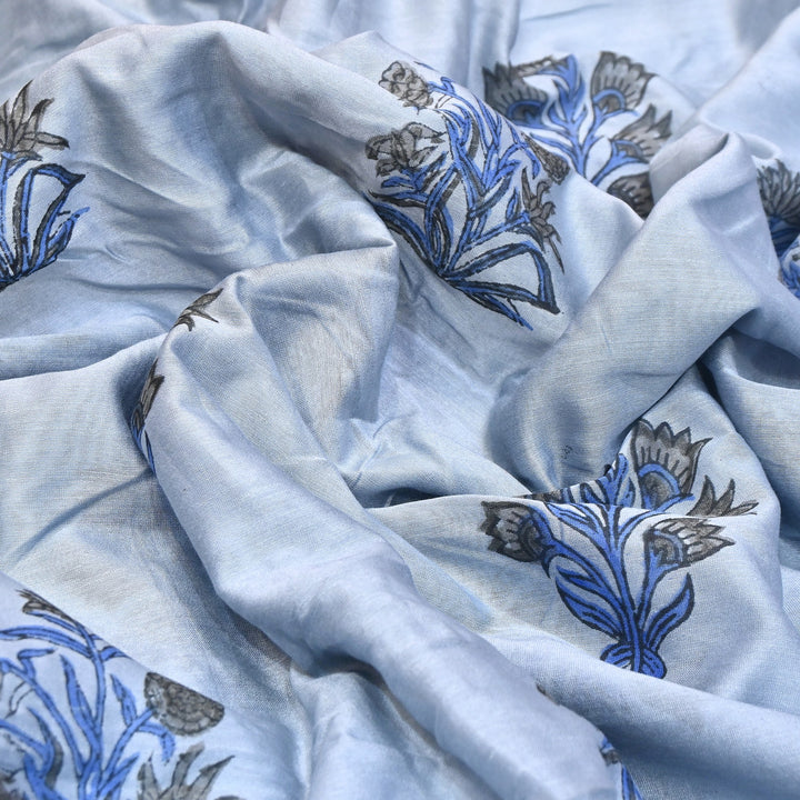 Pure Silk Chanderi Printed Fabric 44" – Elegant Soft & Lightweight Designer Fabric - SIL205-3