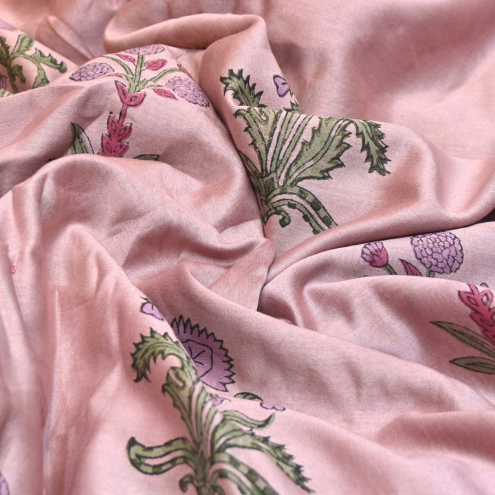 Pure Silk Chanderi Printed Fabric 44" – Elegant Soft & Lightweight Designer Fabric - SIL205-4