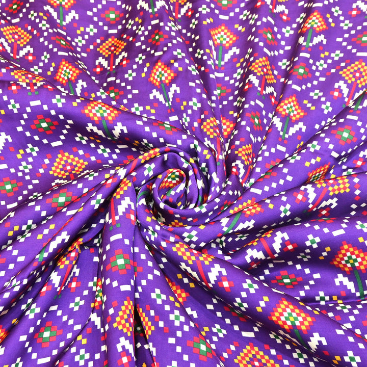 Bemberg Satin Digital Print Fabric 44" – Premium Designer Printed Satin Fabric - 001333-V4