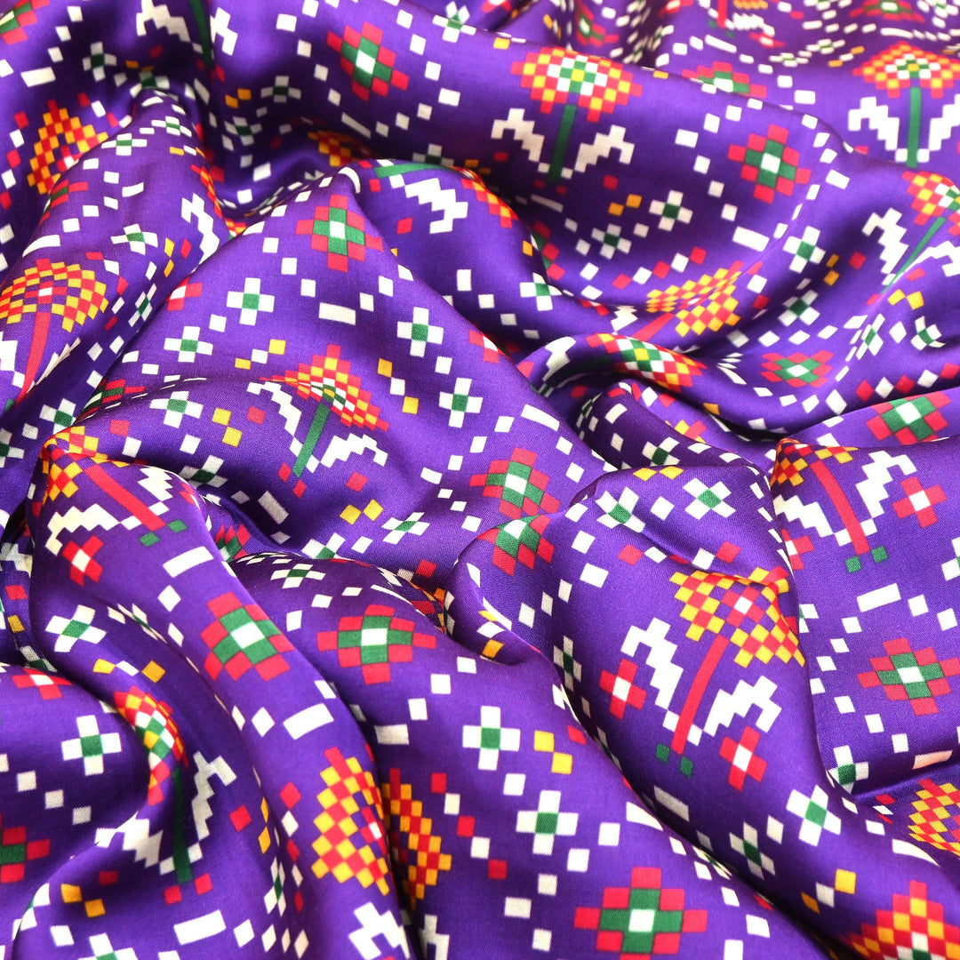 Bemberg Satin Digital Print Fabric 44" – Premium Designer Printed Satin Fabric - 001333-V4