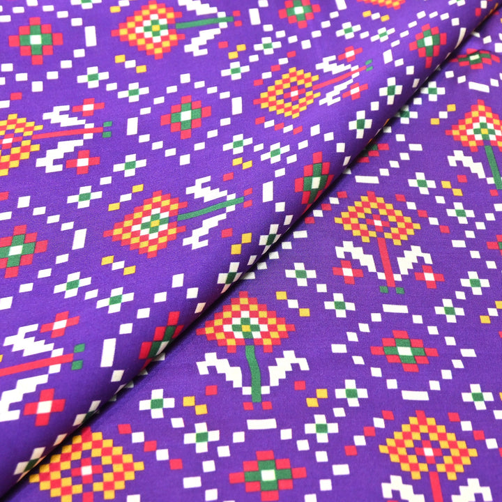 Bemberg Satin Digital Print Fabric 44" – Premium Designer Printed Satin Fabric - 001333-V4