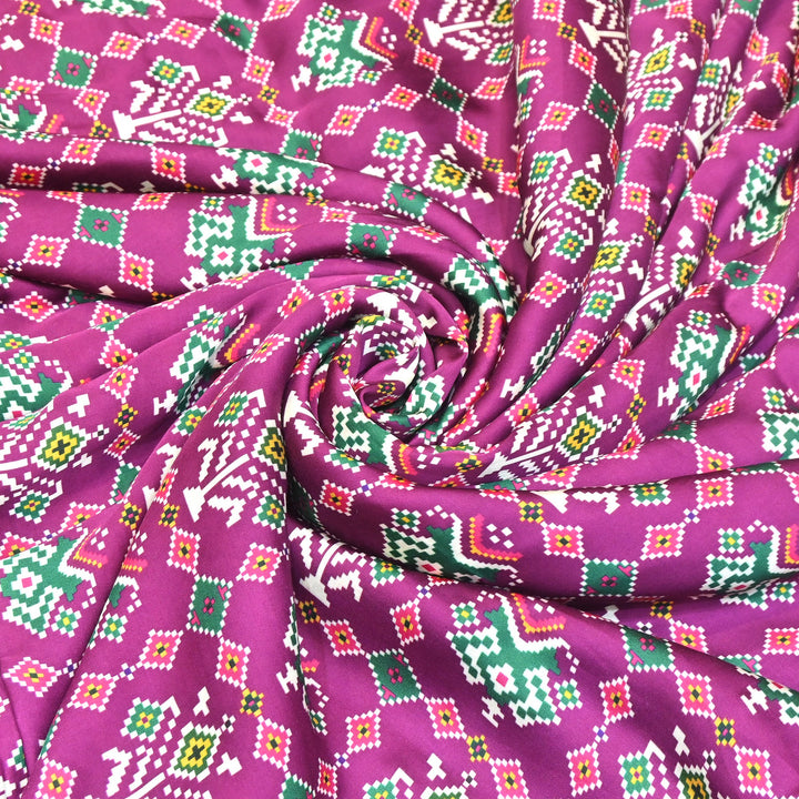 Bemberg Satin Digital Print Fabric 44" – Premium Designer Printed Satin Fabric - 001333-V3