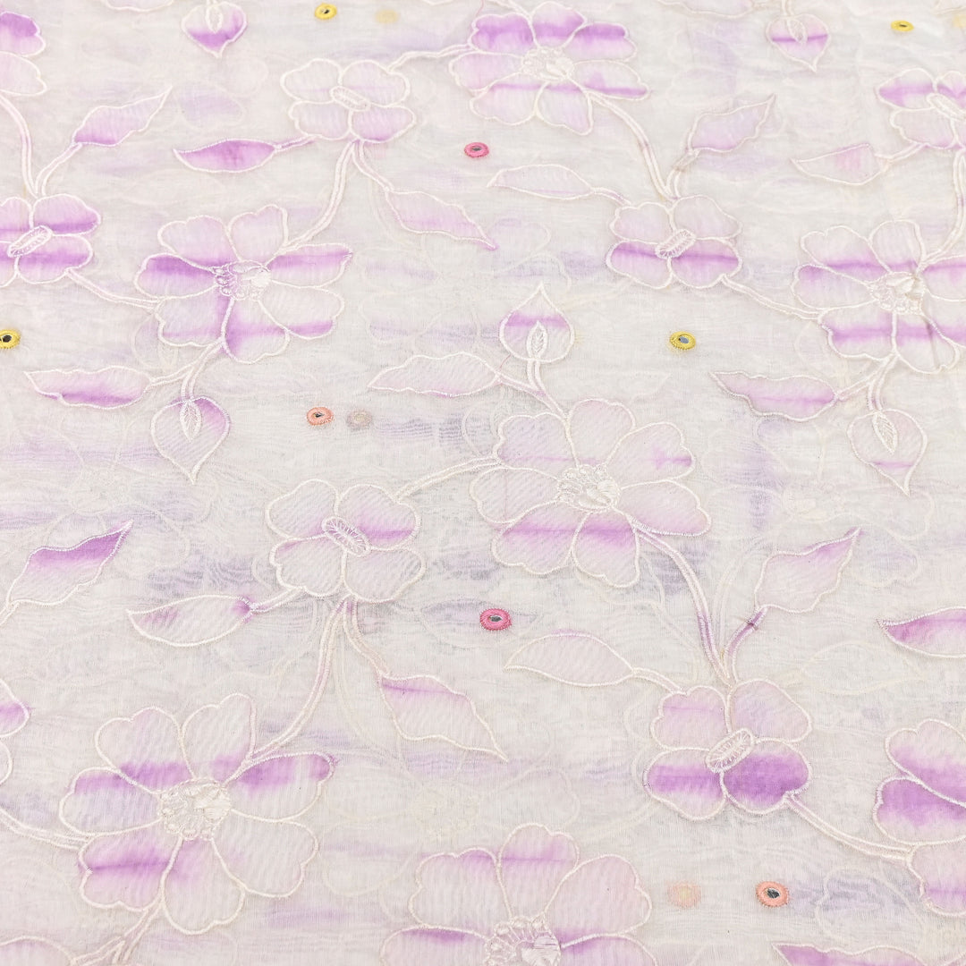 Mul Chanderi Floral Patch, Mirror & Thread Embroidery Fabric – Designer Summer Fabric GP4400-4