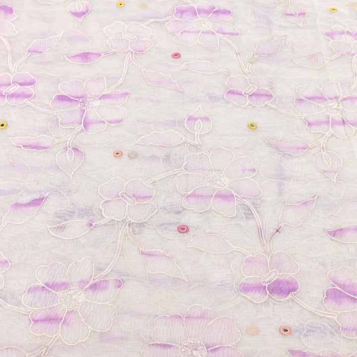 Mul Chanderi Floral Patch, Mirror & Thread Embroidery Fabric – Designer Summer Fabric GP4400-4