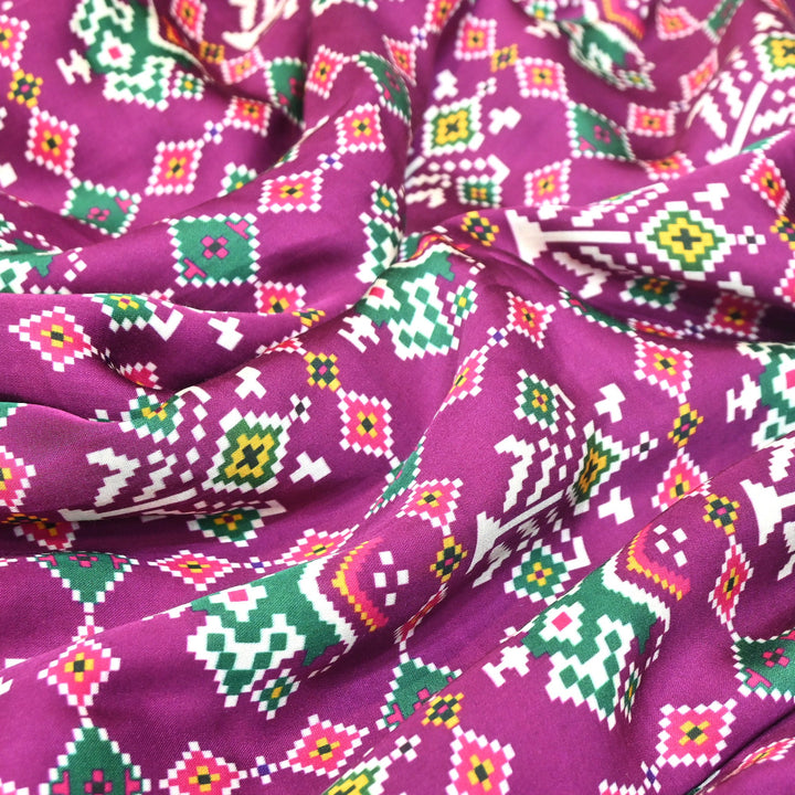 Bemberg Satin Digital Print Fabric 44" – Premium Designer Printed Satin Fabric - 001333-V3