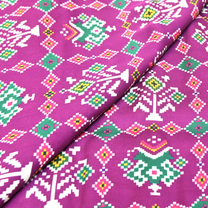 Bemberg Satin Digital Print Fabric 44" – Premium Designer Printed Satin Fabric - 001333-V3