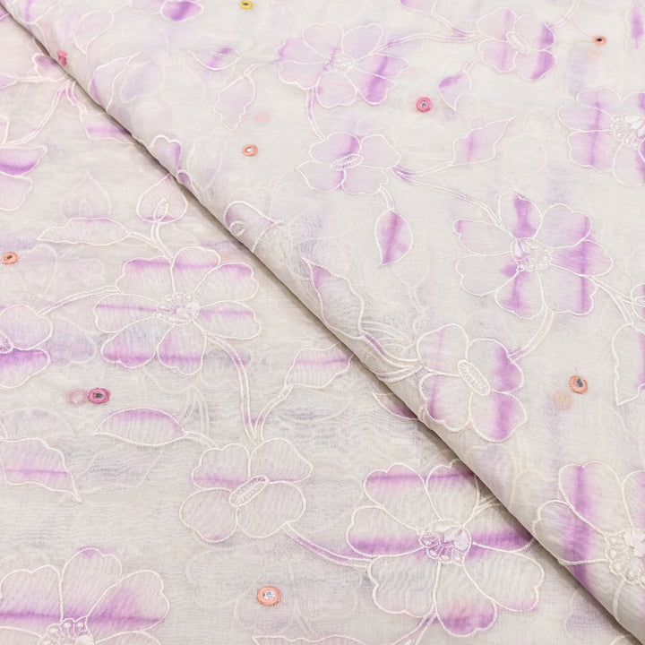 Mul Chanderi Floral Patch, Mirror & Thread Embroidery Fabric – Designer Summer Fabric GP4400-4