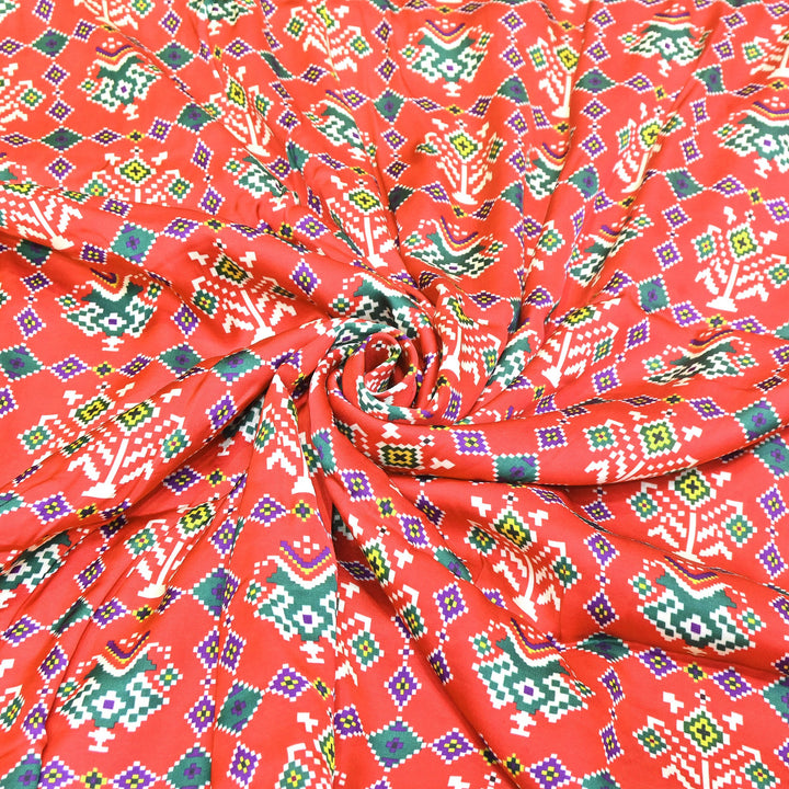 Bemberg Satin Digital Print Fabric 44" – Premium Designer Printed Satin Fabric - 001333-V2