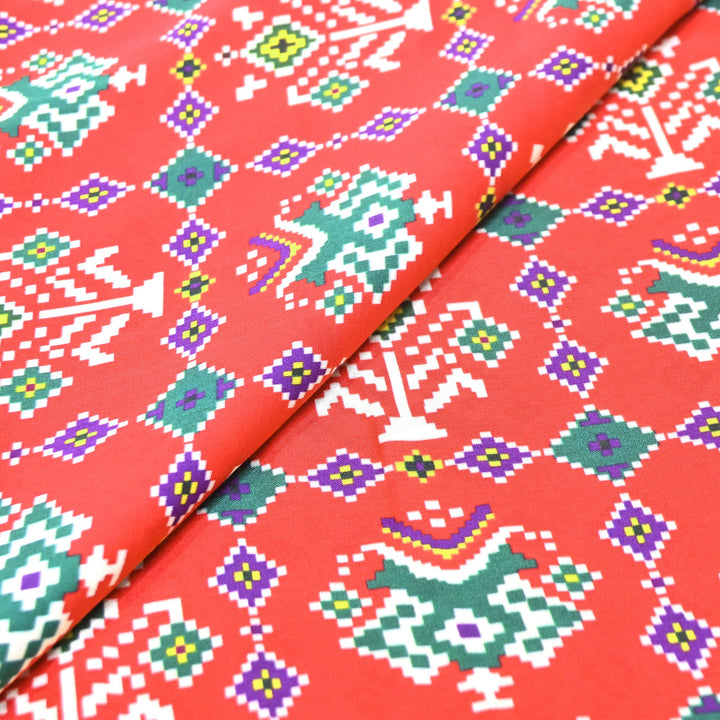 Bemberg Satin Digital Print Fabric 44" – Premium Designer Printed Satin Fabric - 001333-V2