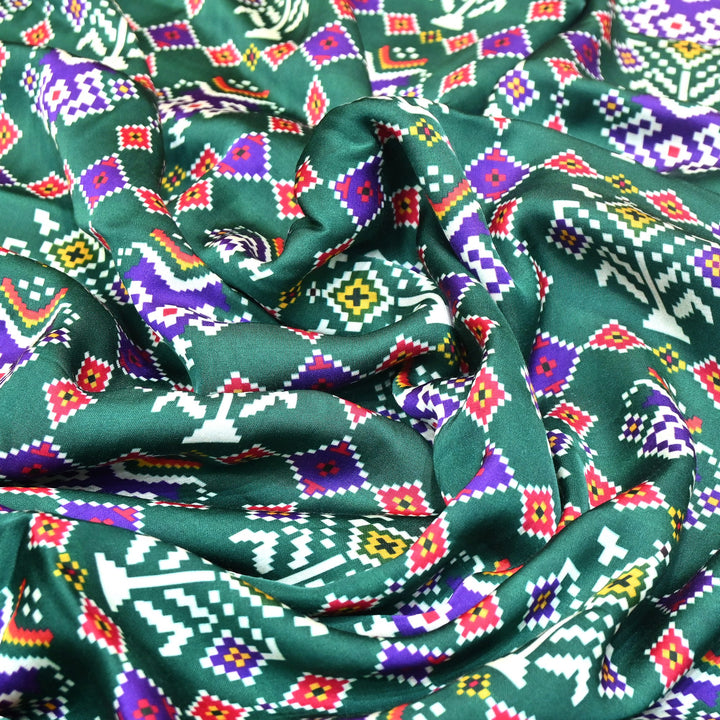 Bemberg Satin Digital Print Fabric 44" – Premium Designer Printed Satin Fabric - 001333-V1