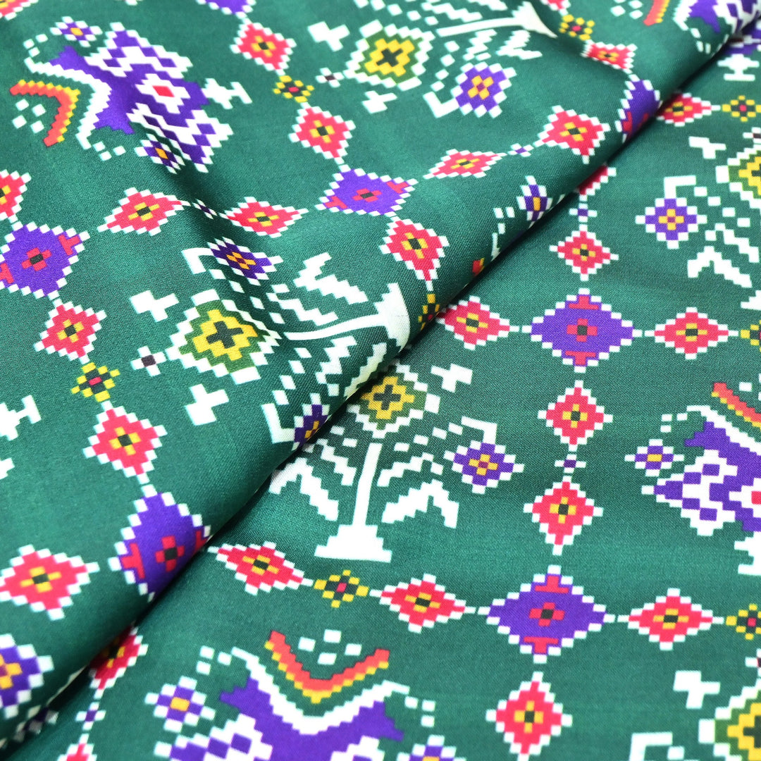 Bemberg Satin Digital Print Fabric 44" – Premium Designer Printed Satin Fabric - 001333-V1