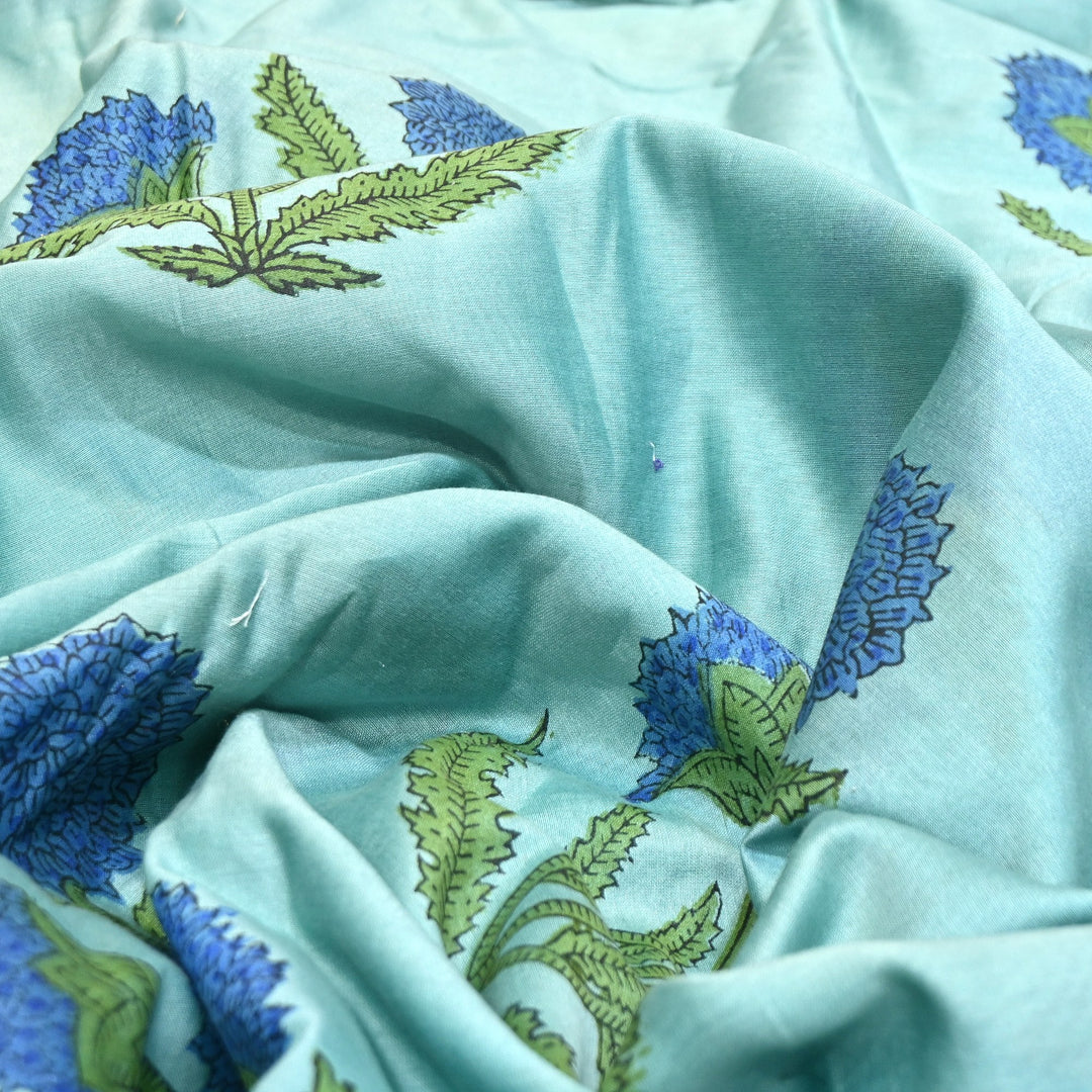 Pure Silk Chanderi Printed Fabric 44" – Elegant Soft & Lightweight Designer Fabric - SIL205-1
