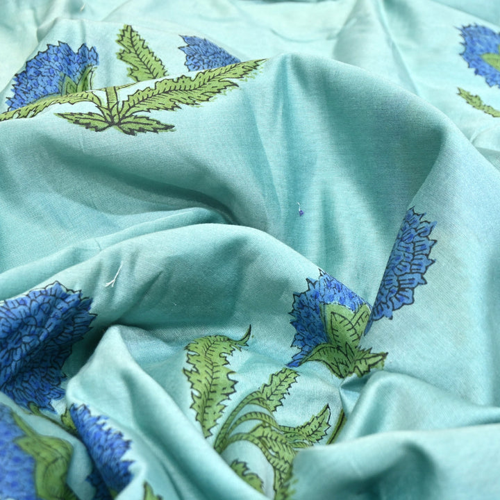 Pure Silk Chanderi Printed Fabric 44" – Elegant Soft & Lightweight Designer Fabric - SIL205-1