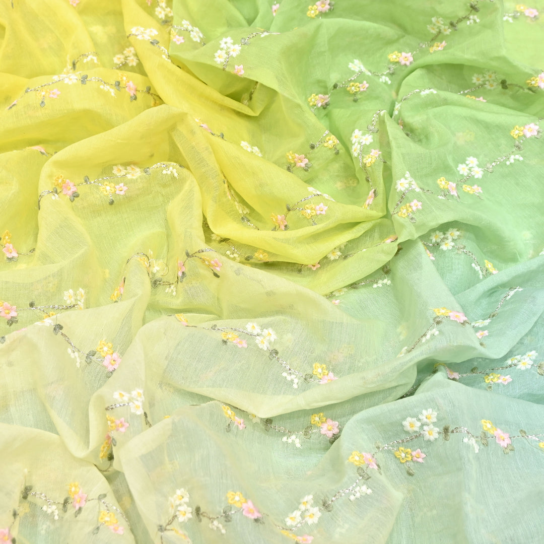 4D Shaded Mul Chanderi Zari & Thread Embroidery Fabric – Designer Summer Fabric GP3925A-1