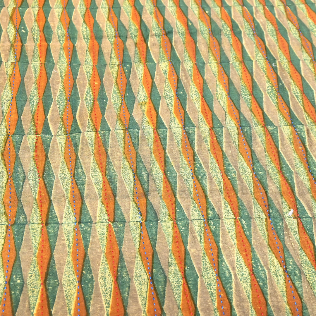 Pure Silk Chanderi Kantha Print Fabric 44" – Designer Printed Silk Chanderi Fabric - KAT445-3