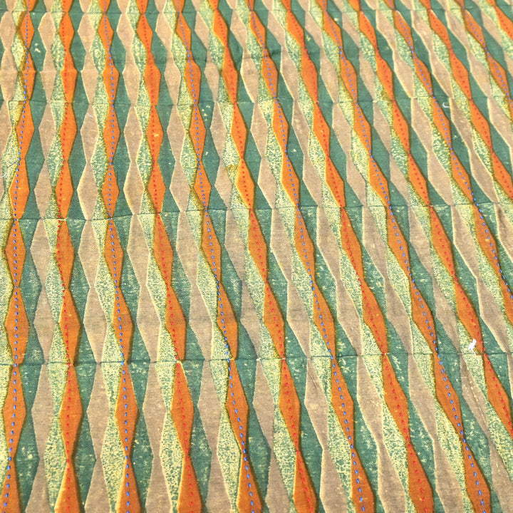 Pure Silk Chanderi Kantha Print Fabric 44" – Designer Printed Silk Chanderi Fabric - KAT445-3