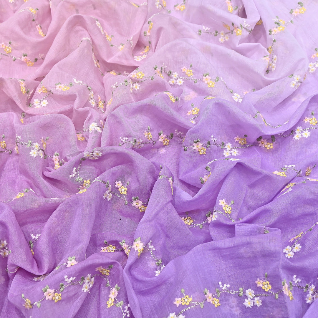 4D Shaded Mul Chanderi Zari & Thread Embroidery Fabric – Designer Summer Fabric GP3925A-2
