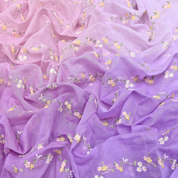 4D Shaded Mul Chanderi Zari & Thread Embroidery Fabric – Designer Summer Fabric GP3925A-2