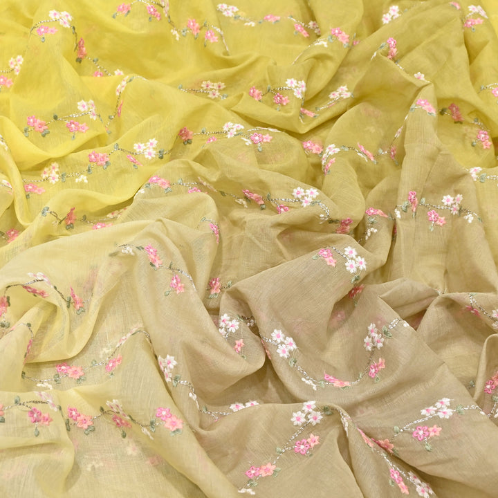 4D Shaded Mul Chanderi Zari & Thread Embroidery Fabric – Designer Summer Fabric GP3925A-3